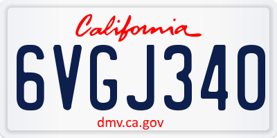 CA license plate 6VGJ340