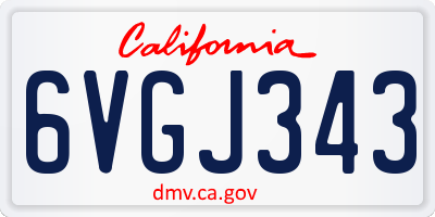 CA license plate 6VGJ343