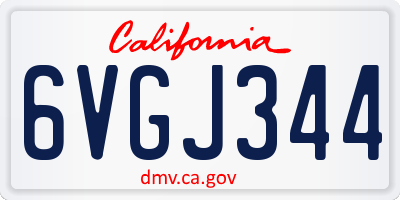 CA license plate 6VGJ344