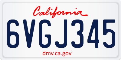 CA license plate 6VGJ345