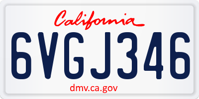 CA license plate 6VGJ346