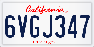CA license plate 6VGJ347