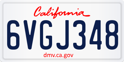 CA license plate 6VGJ348