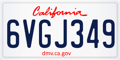 CA license plate 6VGJ349