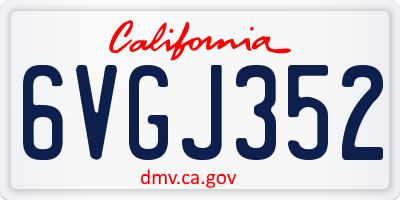 CA license plate 6VGJ352
