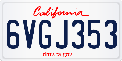 CA license plate 6VGJ353