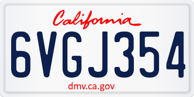 CA license plate 6VGJ354