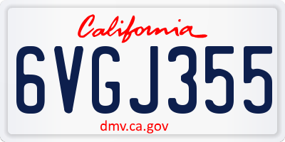 CA license plate 6VGJ355