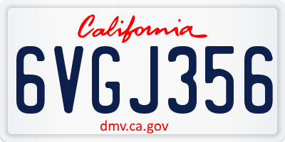 CA license plate 6VGJ356