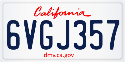 CA license plate 6VGJ357