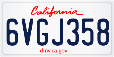 CA license plate 6VGJ358