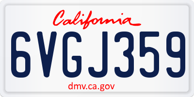 CA license plate 6VGJ359