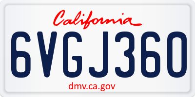 CA license plate 6VGJ360
