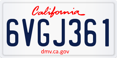 CA license plate 6VGJ361