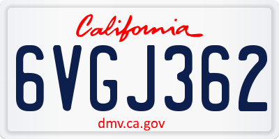 CA license plate 6VGJ362