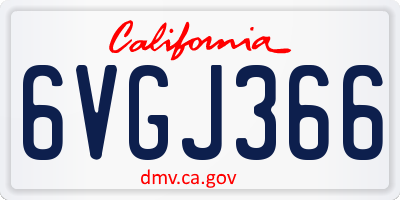 CA license plate 6VGJ366