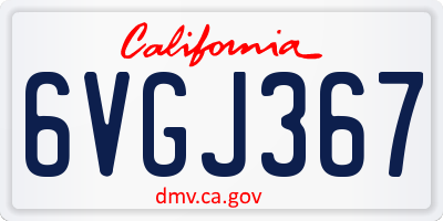 CA license plate 6VGJ367
