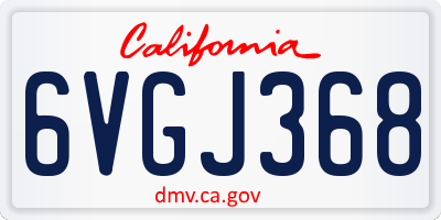 CA license plate 6VGJ368