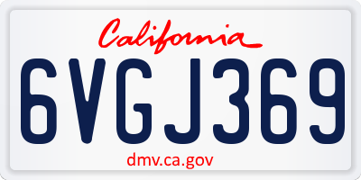 CA license plate 6VGJ369