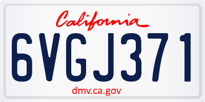 CA license plate 6VGJ371
