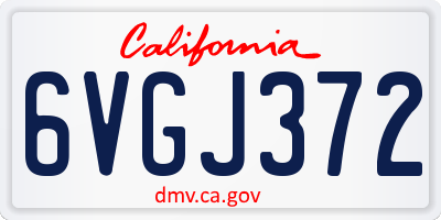 CA license plate 6VGJ372