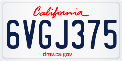CA license plate 6VGJ375