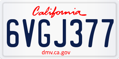 CA license plate 6VGJ377