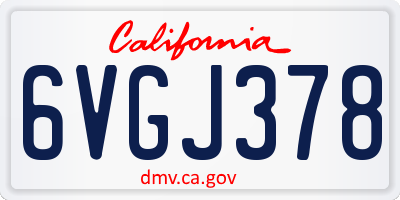 CA license plate 6VGJ378