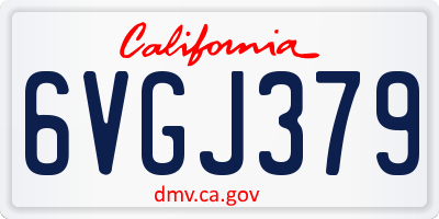 CA license plate 6VGJ379