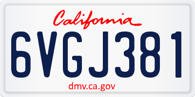 CA license plate 6VGJ381