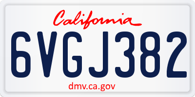 CA license plate 6VGJ382