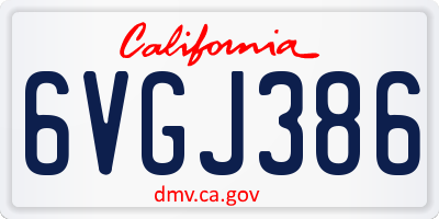 CA license plate 6VGJ386