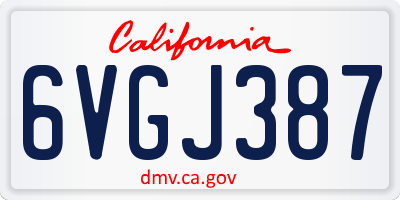 CA license plate 6VGJ387