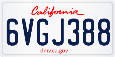 CA license plate 6VGJ388
