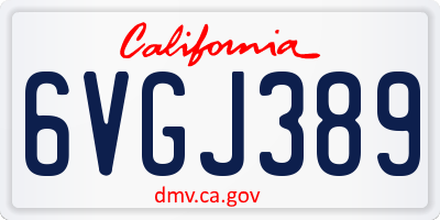 CA license plate 6VGJ389