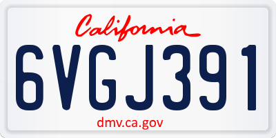 CA license plate 6VGJ391