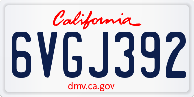 CA license plate 6VGJ392