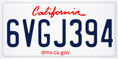 CA license plate 6VGJ394