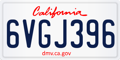 CA license plate 6VGJ396