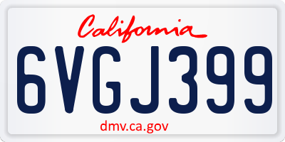CA license plate 6VGJ399