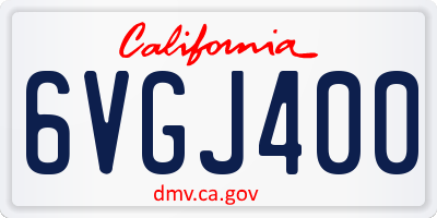 CA license plate 6VGJ400