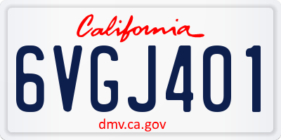 CA license plate 6VGJ401