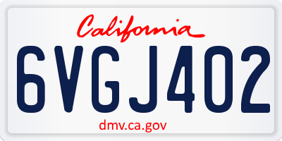 CA license plate 6VGJ402