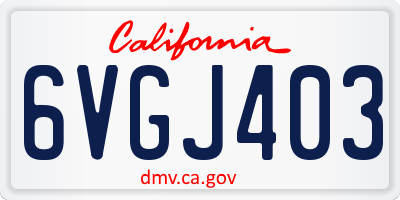 CA license plate 6VGJ403