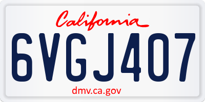 CA license plate 6VGJ407