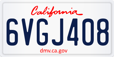 CA license plate 6VGJ408