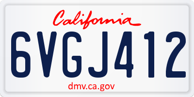 CA license plate 6VGJ412