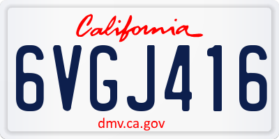 CA license plate 6VGJ416