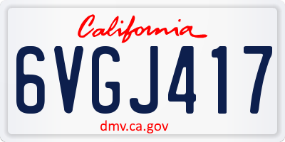 CA license plate 6VGJ417
