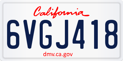 CA license plate 6VGJ418